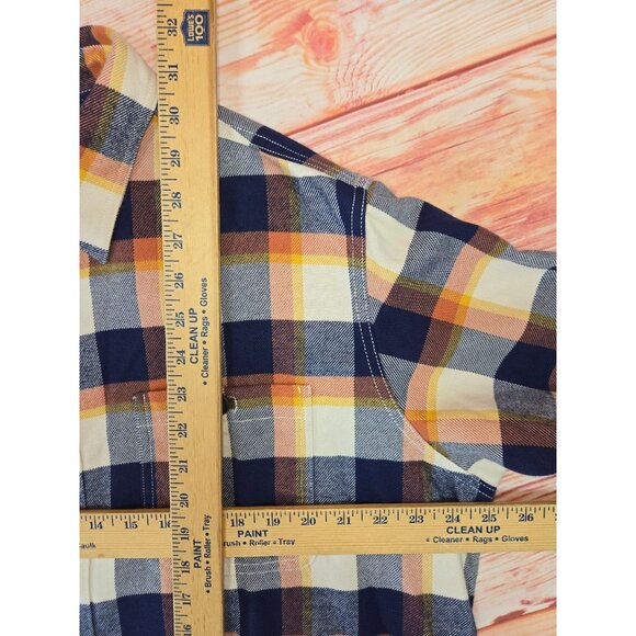 Orvis Mens Classic Fit Plaid Flannel Shirt Large Orange/Blue - Picture 7 of 7